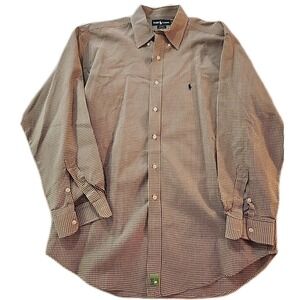 Ralph Lauren Blaire Beige Blue  Plaid Long Sleeved Cotton Button Up/Down VGC LG